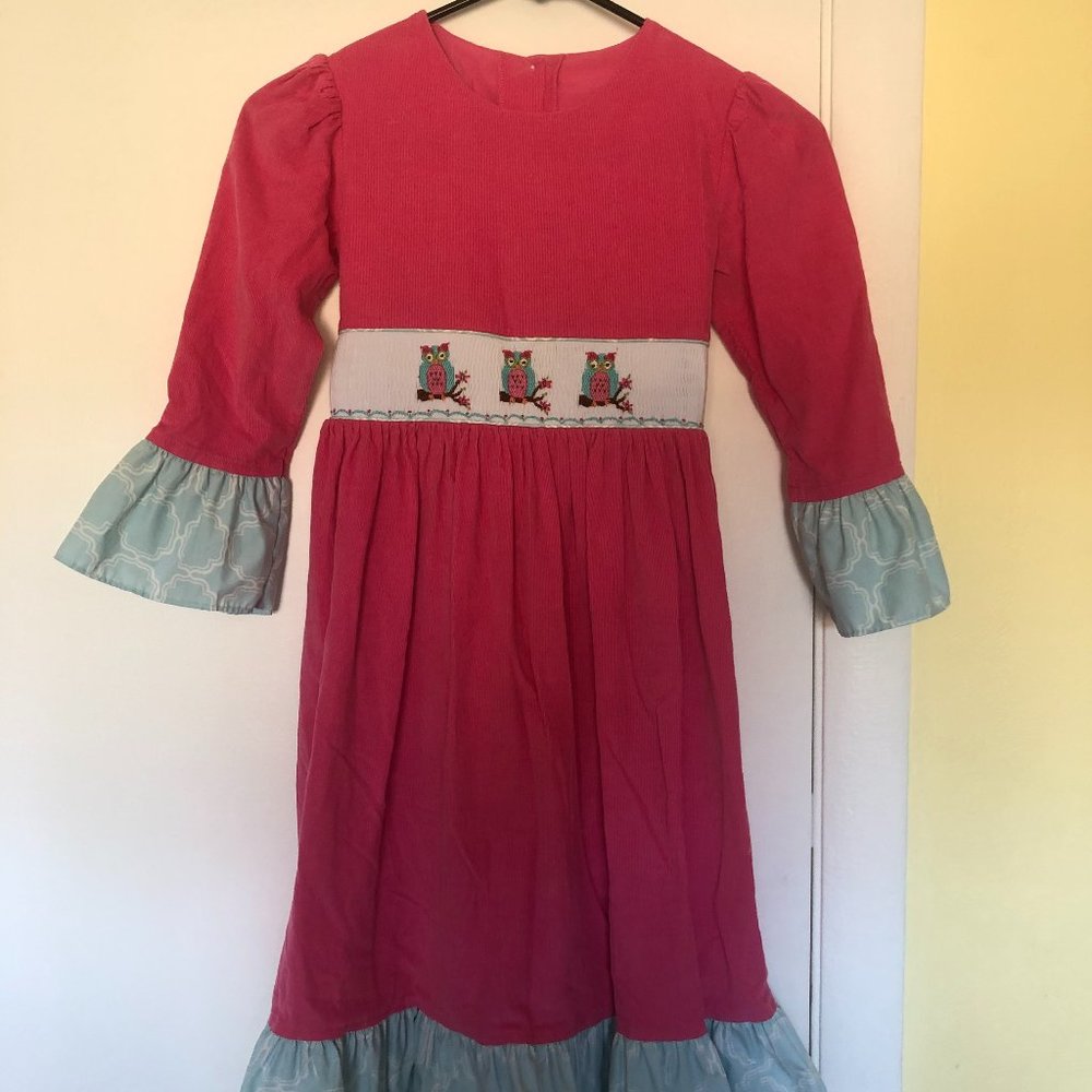 Shrimp & Grits Pink Smocked Corduroy Dress 7